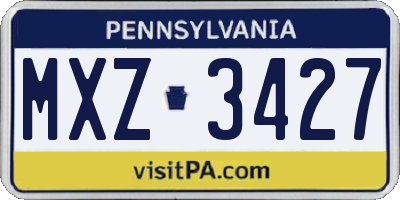 PA license plate MXZ3427