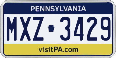 PA license plate MXZ3429