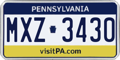 PA license plate MXZ3430