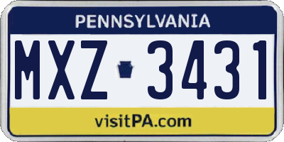 PA license plate MXZ3431