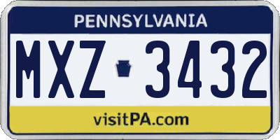 PA license plate MXZ3432
