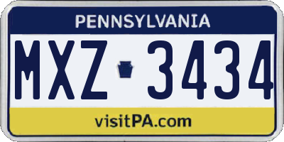 PA license plate MXZ3434