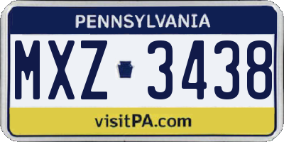PA license plate MXZ3438