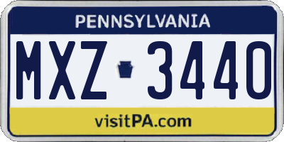 PA license plate MXZ3440
