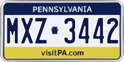 PA license plate MXZ3442