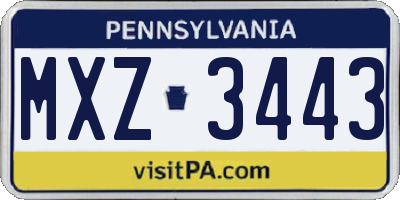 PA license plate MXZ3443