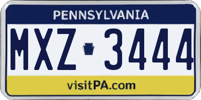PA license plate MXZ3444