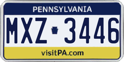 PA license plate MXZ3446