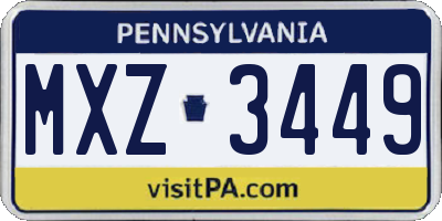 PA license plate MXZ3449