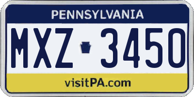 PA license plate MXZ3450