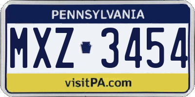 PA license plate MXZ3454