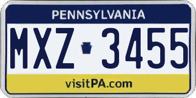 PA license plate MXZ3455