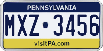 PA license plate MXZ3456