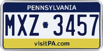 PA license plate MXZ3457