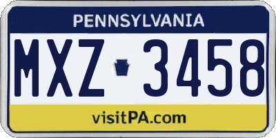 PA license plate MXZ3458