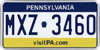 PA license plate MXZ3460