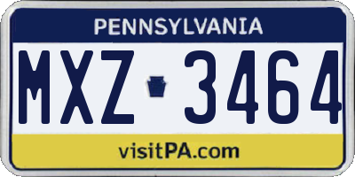 PA license plate MXZ3464