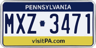 PA license plate MXZ3471