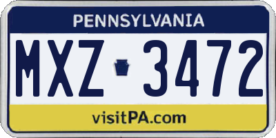 PA license plate MXZ3472