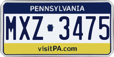 PA license plate MXZ3475