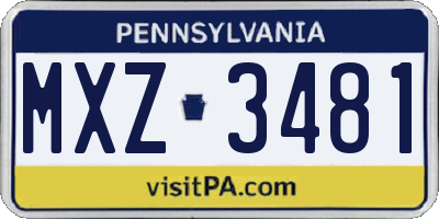 PA license plate MXZ3481