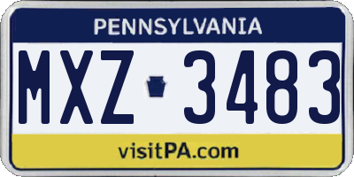PA license plate MXZ3483