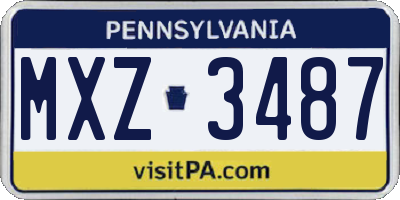 PA license plate MXZ3487