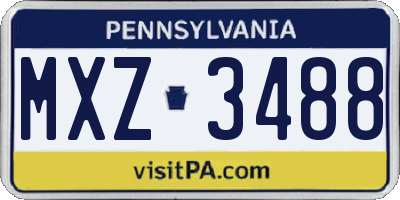 PA license plate MXZ3488
