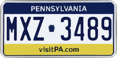 PA license plate MXZ3489
