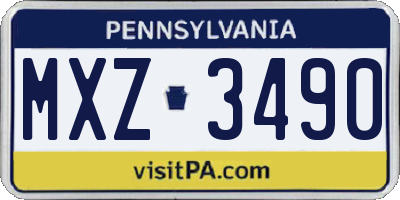 PA license plate MXZ3490