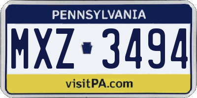PA license plate MXZ3494