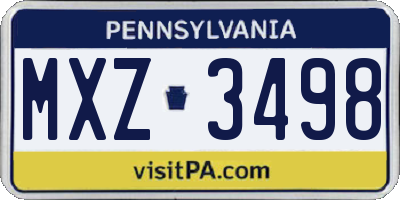 PA license plate MXZ3498