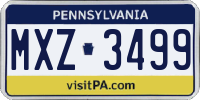 PA license plate MXZ3499