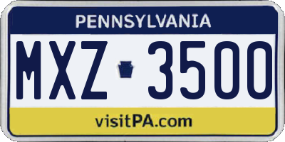 PA license plate MXZ3500