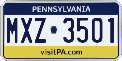PA license plate MXZ3501