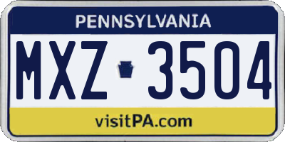 PA license plate MXZ3504