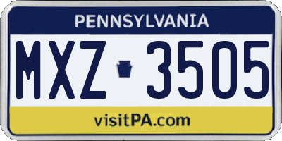 PA license plate MXZ3505