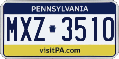 PA license plate MXZ3510