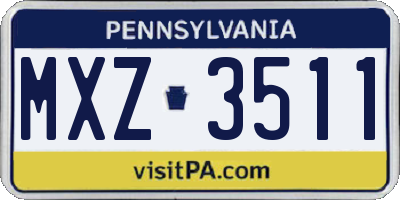 PA license plate MXZ3511