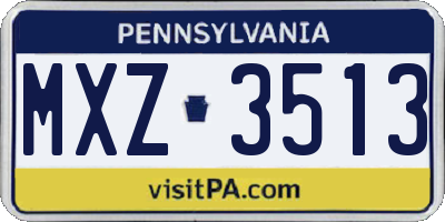 PA license plate MXZ3513
