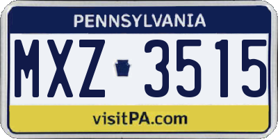 PA license plate MXZ3515