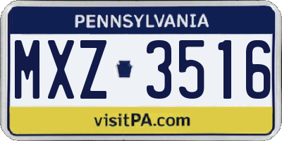 PA license plate MXZ3516