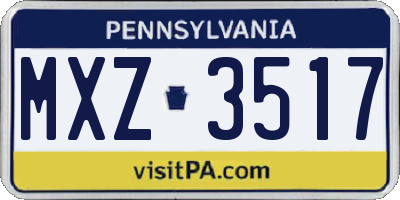 PA license plate MXZ3517