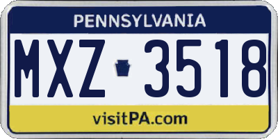 PA license plate MXZ3518