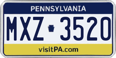 PA license plate MXZ3520