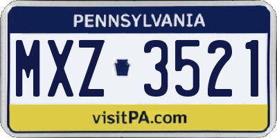 PA license plate MXZ3521