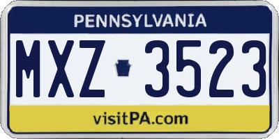 PA license plate MXZ3523