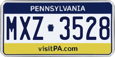 PA license plate MXZ3528