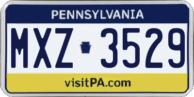 PA license plate MXZ3529