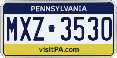 PA license plate MXZ3530